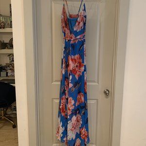 Lulu's Blue Floral Maxi Dress - Medium